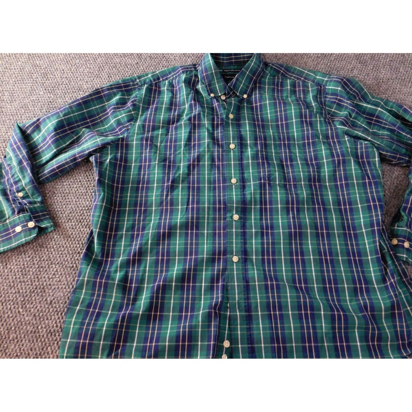 Vintage Saddlebred Shirt XL Green Plaid Button-Up Slimming Classic Fit Mens Long Sleeve Collar Button Size US XL / EU 56 / 4 - 3 Thumbnail