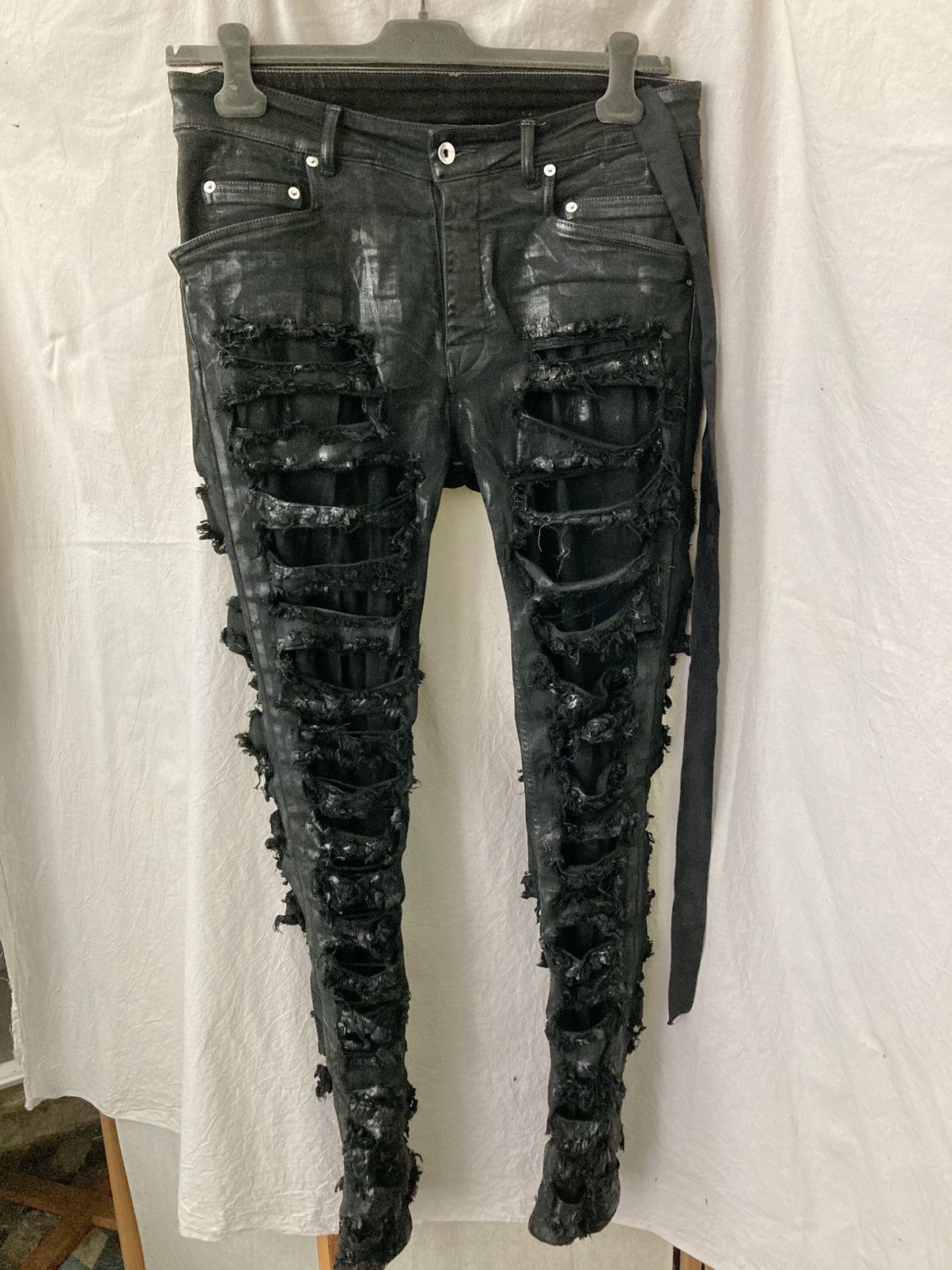 Rick Owens Black Foil Slash Stretch Denim