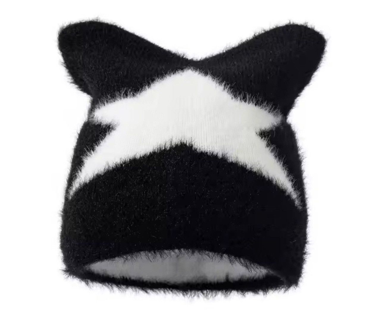 Japanese Brand Kawaii Knitted Star Pattern Cat Ear Beanies Hat Size ONE SIZE - 4 Thumbnail