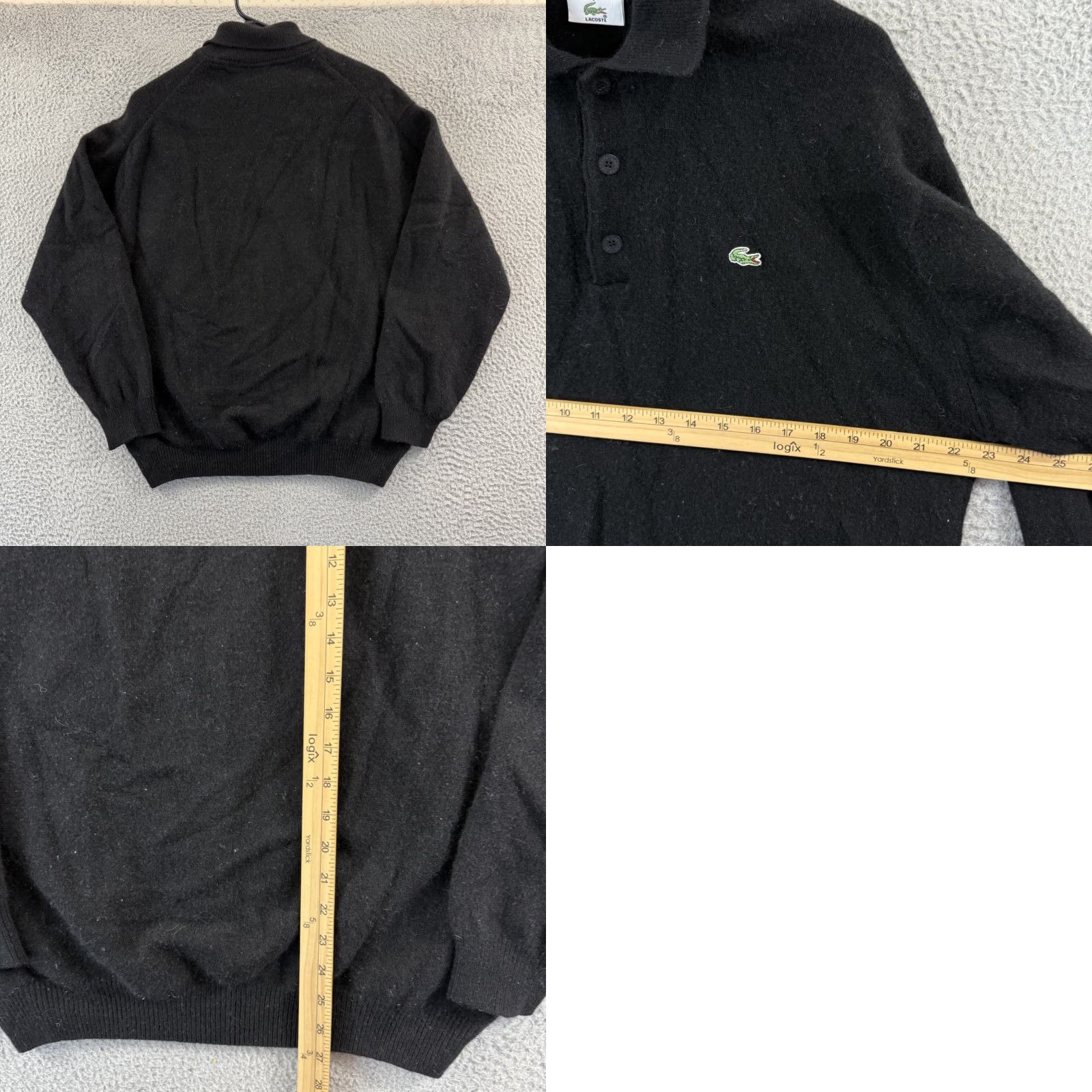 Lacoste VINTAGE Lacoste Sweater Mens 6 XL Black Wool Henley Long Sleeve Knit Preppy Pullover Size US S / EU 44-46 / 1 - 8 Thumbnail