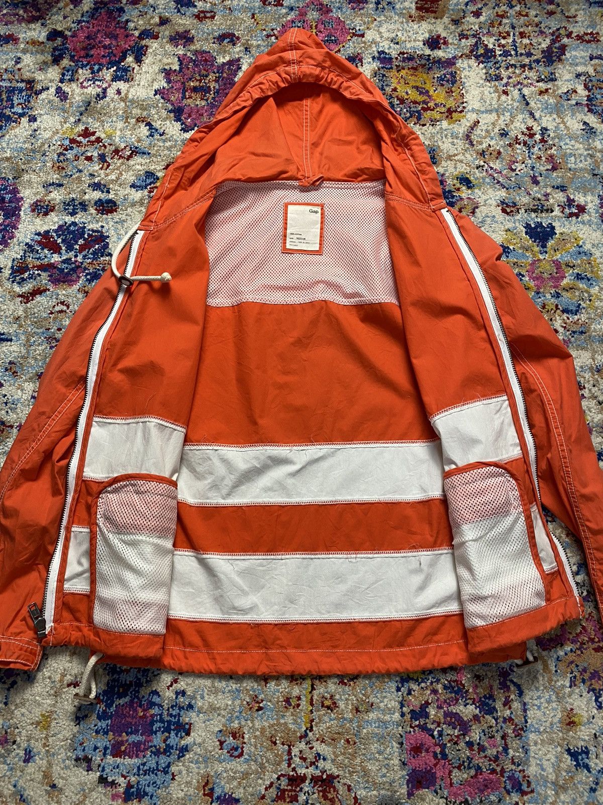 Gap 03/13' GAP Striped Hooded Lava Orange V/304206 Size US M / EU 48-50 / 2 - 2 Thumbnail