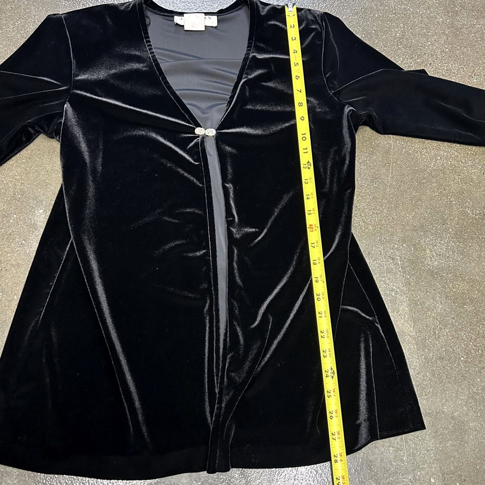 Velvet VINTAGE JR Nites By Caliendo Jacket Womens Large Black Velvet Long Sleeve Dressy Evening Size L / US 10 / IT 46 - 4 Thumbnail