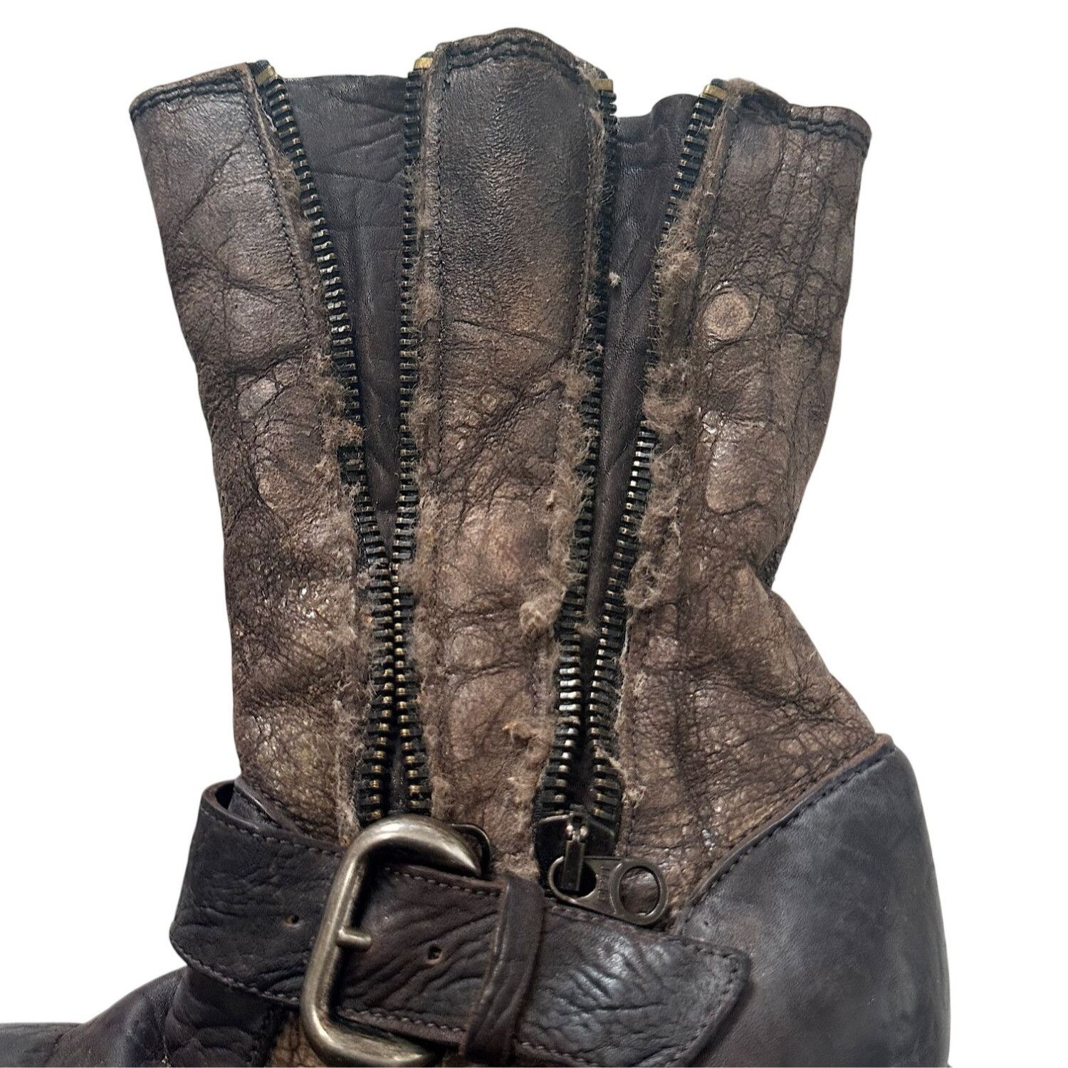 Other Nylo Distressed Leather Shearling Double Zip Booties Brown E Size US 9 / IT 39 - 11 Thumbnail