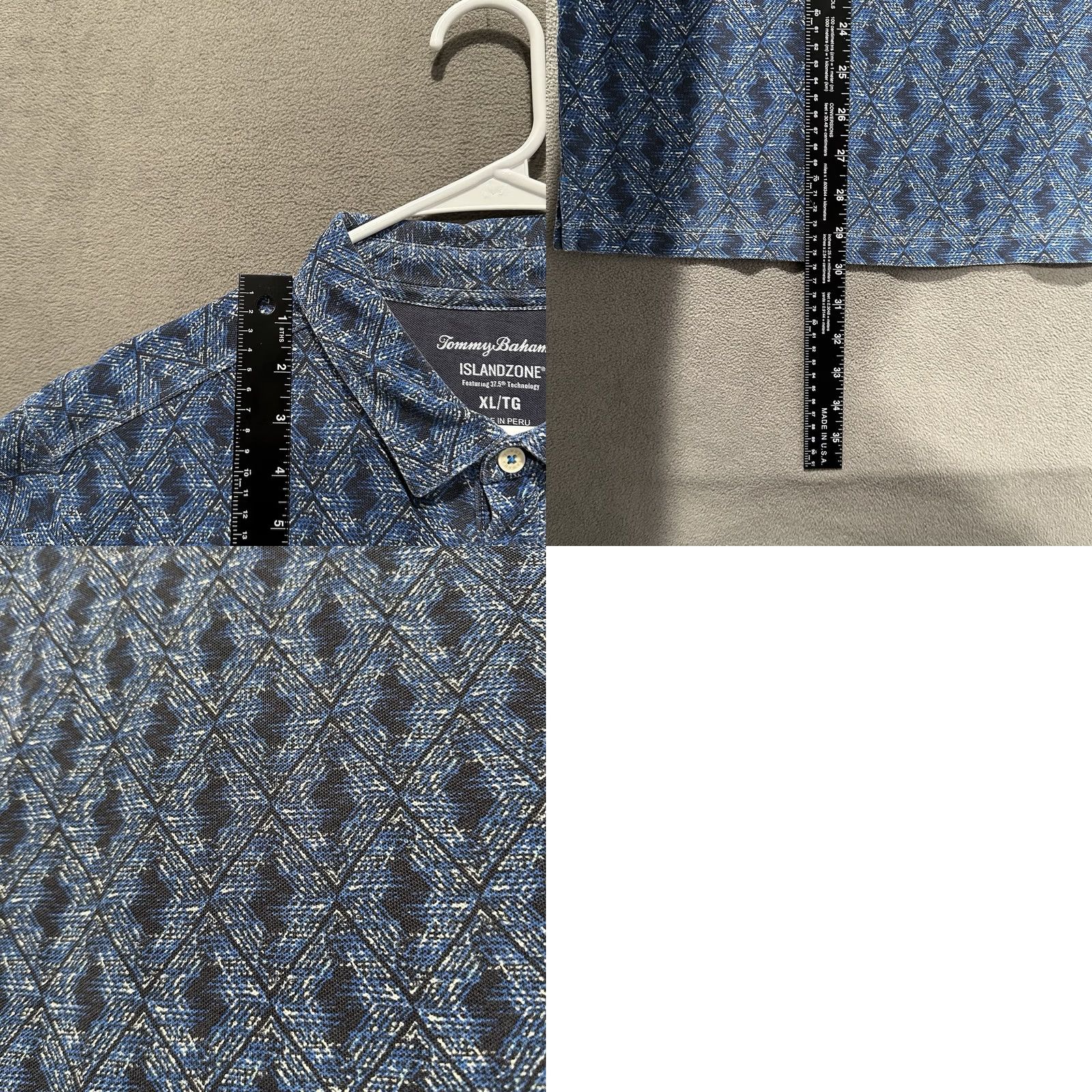 Tommy Bahama Tommy Bahama Island Zone Polo Shirt Mens XL Blue Geometric Print Beach 37.5 Tech Size US XL / EU 56 / 4 - 8 Thumbnail