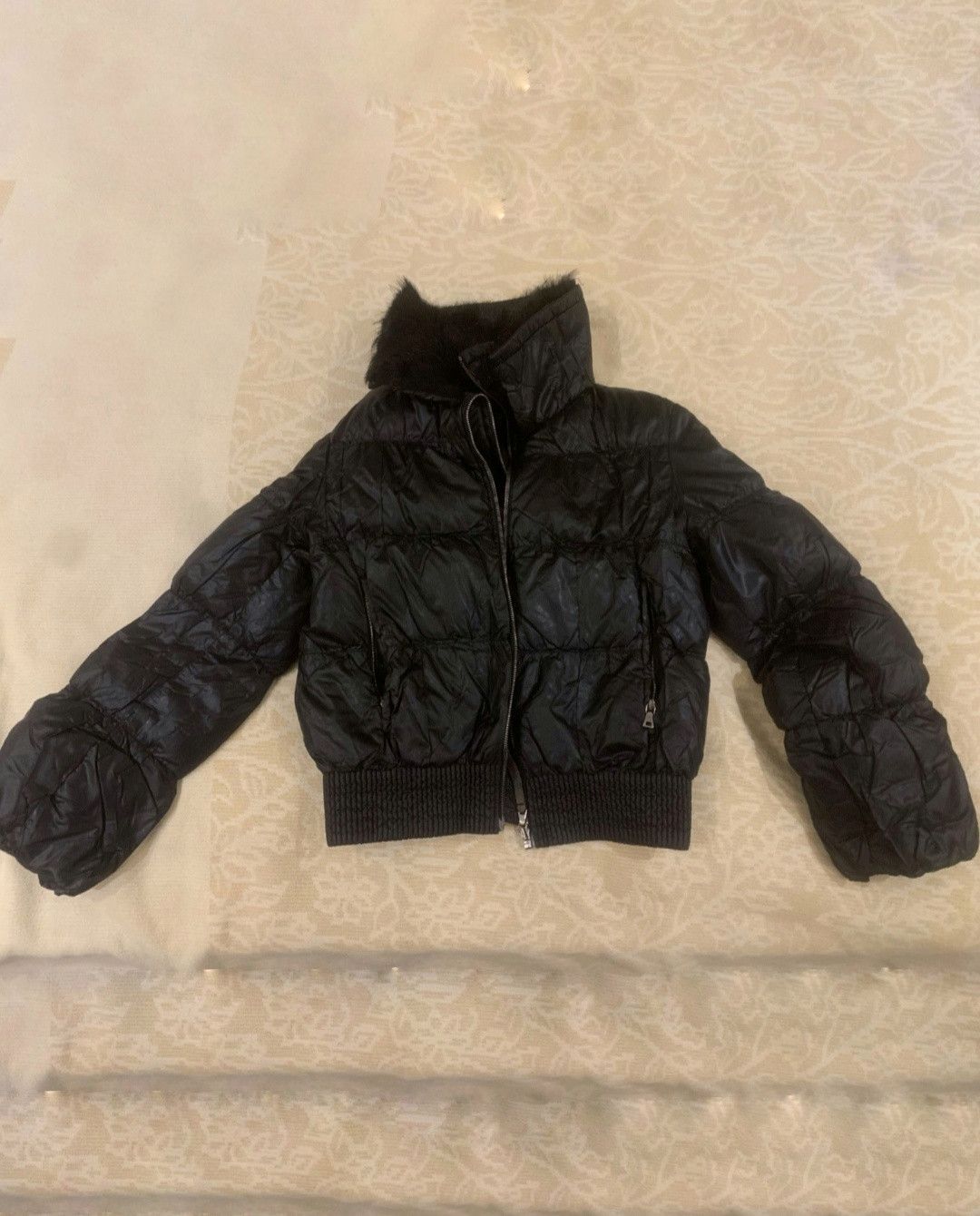 image of Vintage Prada Vampire Fur Down Jacket in Black, Women's (Size Small)