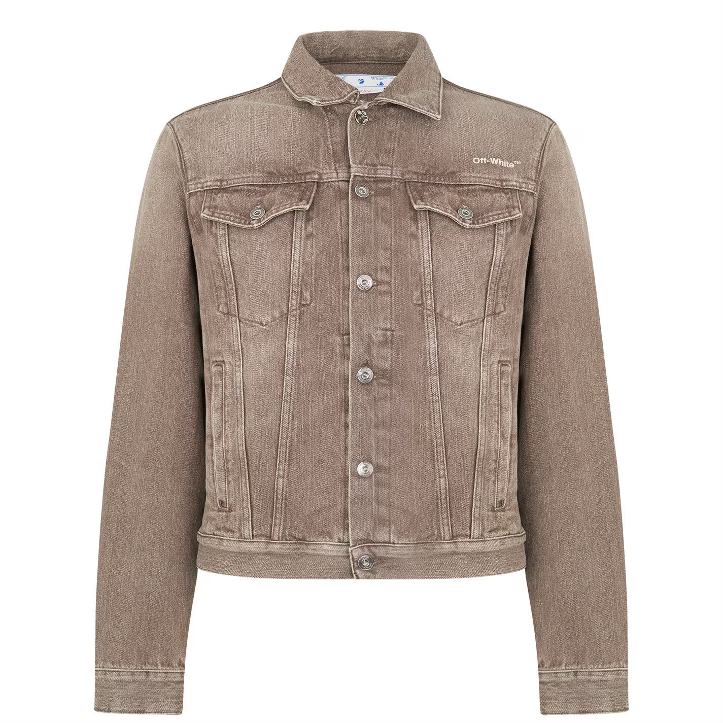 Off-White o1g2r1mq0226 Tab Slim Denim Jacket in Brown Size US S / EU 44-46 / 1 - 1 Thumbnail
