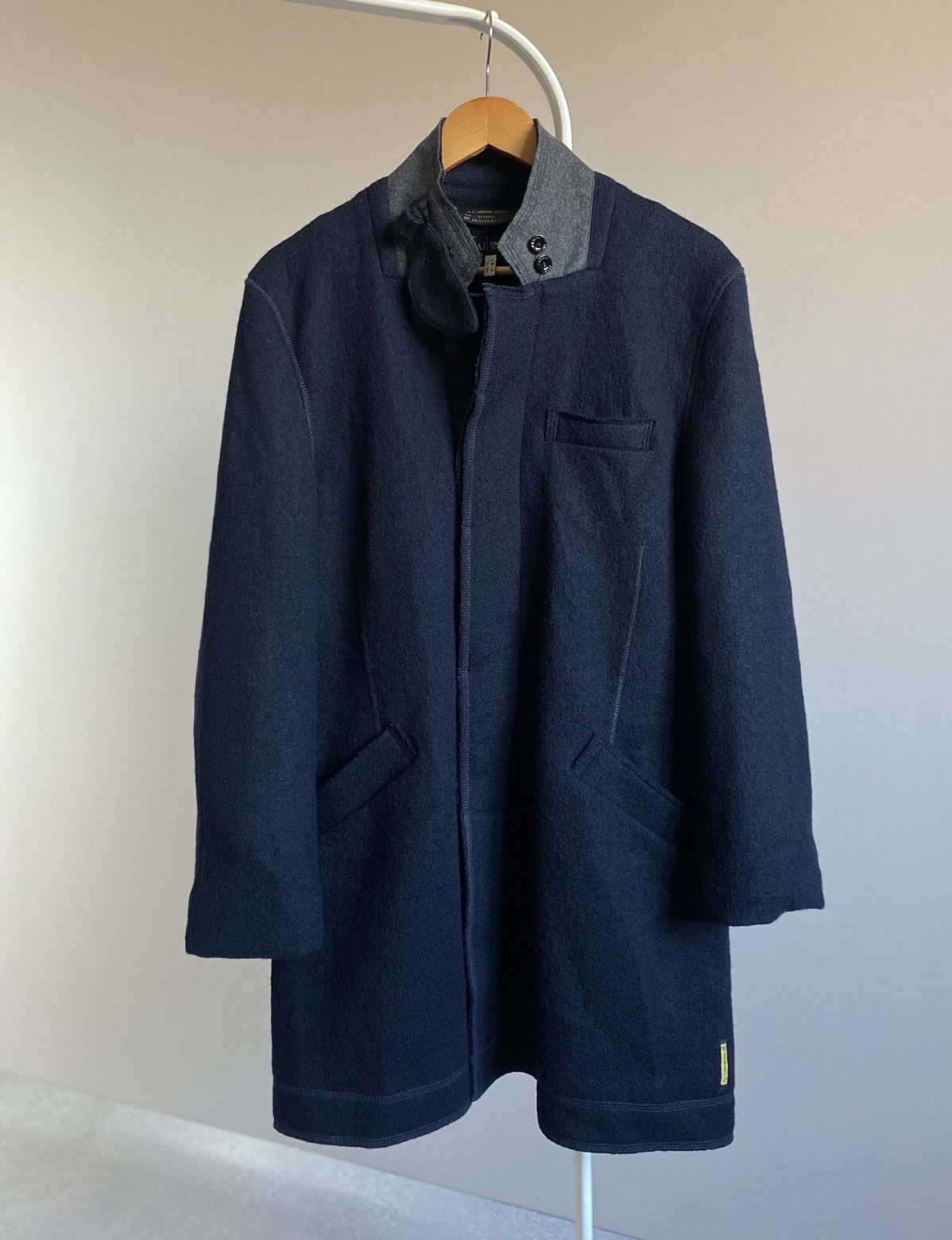 Armani Armani Jeans Wool Coat Navy Long Jacket Size US S / EU 44-46 / 1 - 2 Thumbnail