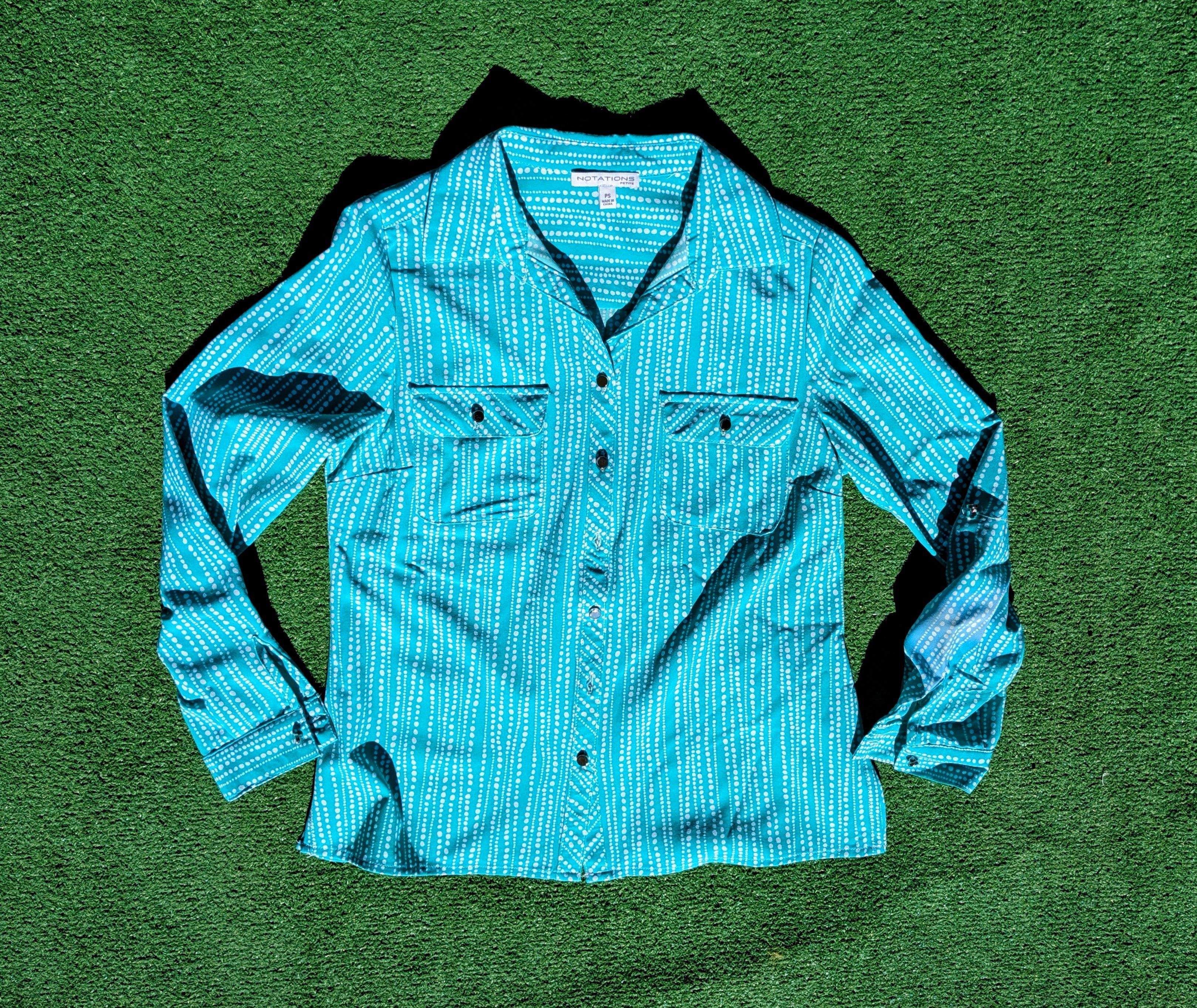 Other DISCOLORED Aquarius Bubbles Notations Petite Blouse Shirt Size S / US 4 / IT 40 - 5 Thumbnail
