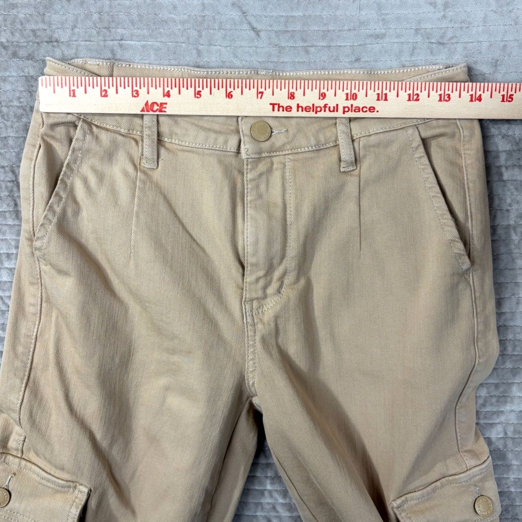 Vintage Judy Blue Jeans Tan Khaki Cargo Straight Leg High Rise 5 28 Inseam 29 Womens XS-Adult? No Size 5 Reg JS? Size 27" / US 4 / IT 40 - 6 Thumbnail