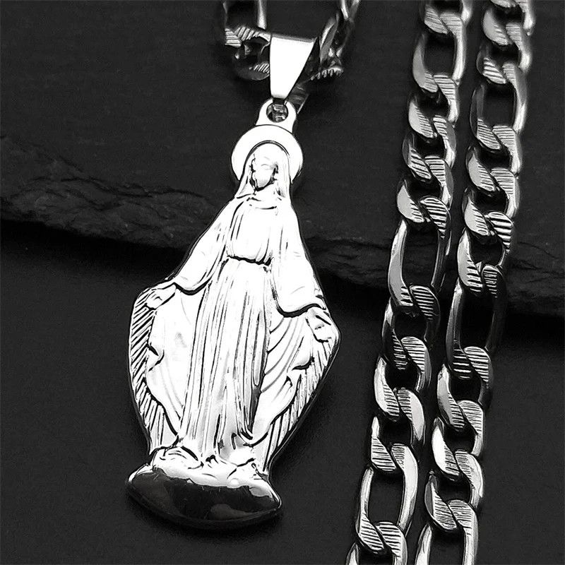 Jewelry Virgin Mary Pendant Charms Necklace Emblem Size ONE SIZE - 3 Thumbnail