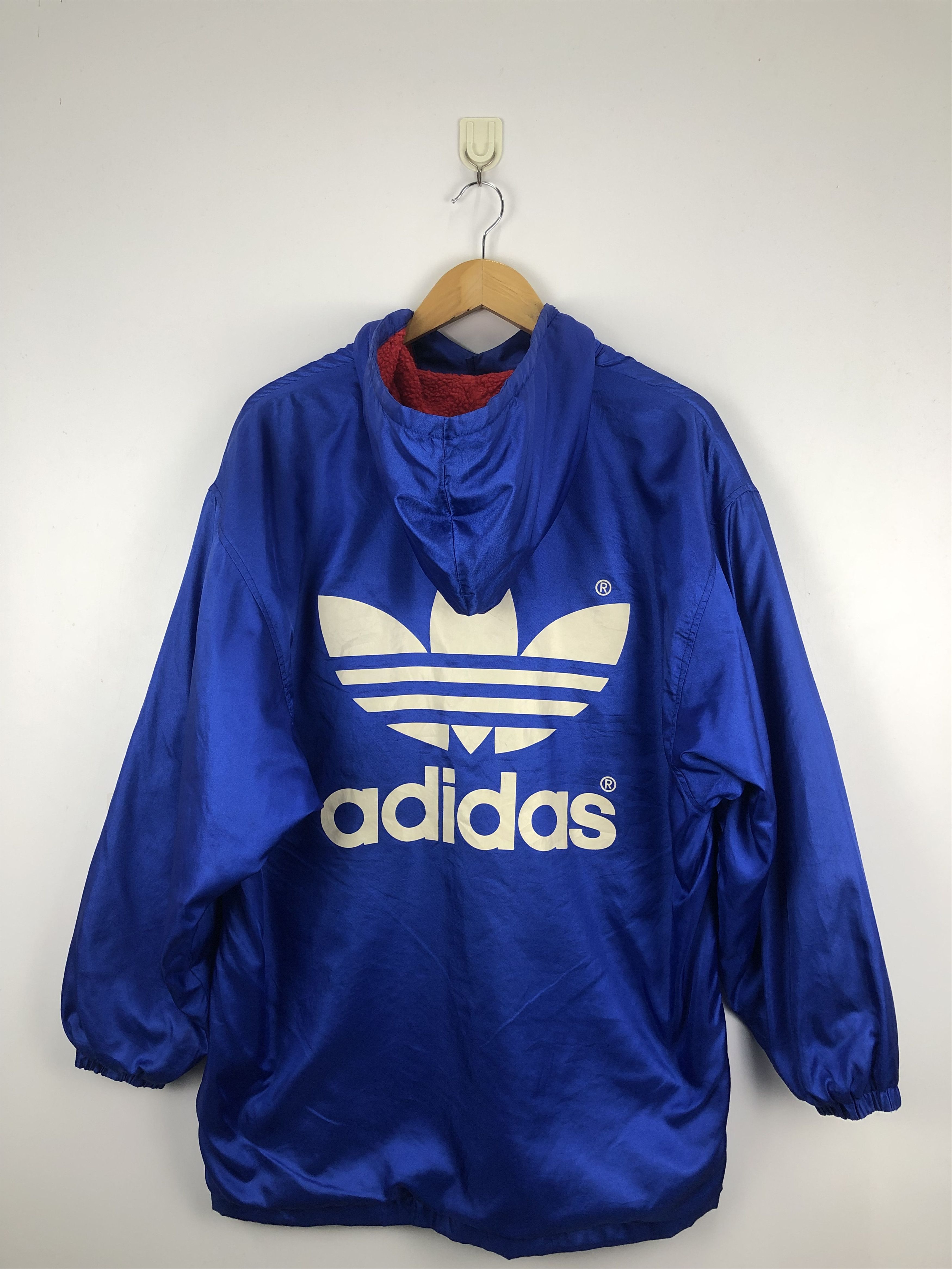 Adidas Vintage 90s Adidas Trefoil Biglogo Hoodie Long Jacket J0747 Size US M / EU 48-50 / 2 - 1 Thumbnail