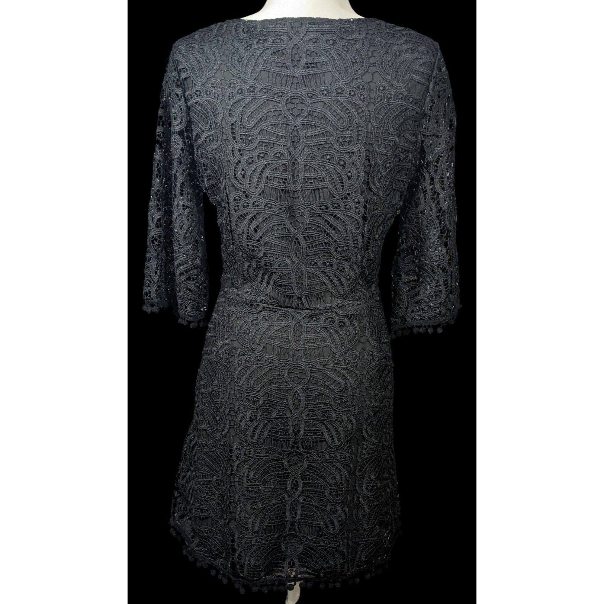 Other Tularosa Gothic Coal Black Lace Bell Sleeve Tie Front Dress Size M / US 6-8 / IT 42-44 - 2 Thumbnail