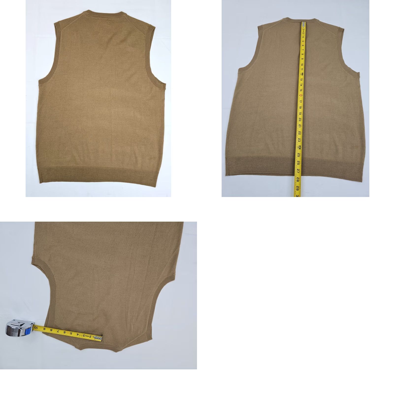Club Room VINTAGE Club Room Merino Wool Blend Sleeveless Vest Men L Tan Bronze Knit V-Neck Golf Size US L / EU 52-54 / 3 - 8 Thumbnail