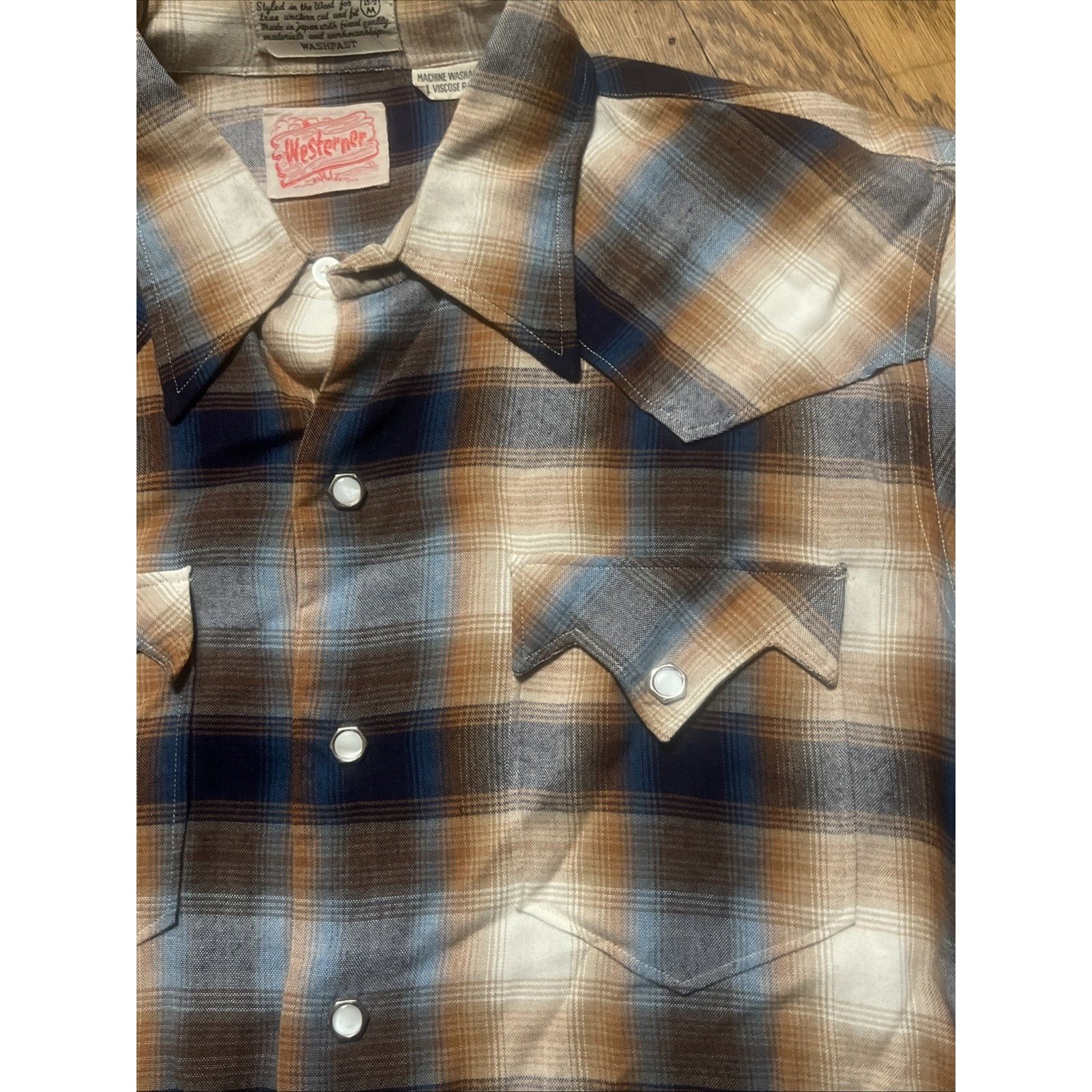 The Unbranded Brand Vtg 50s Heavy Rayon Shadow Plaid Shirt Sawtooth Pearl Snap M Size US M / EU 48-50 / 2 - 9 Thumbnail