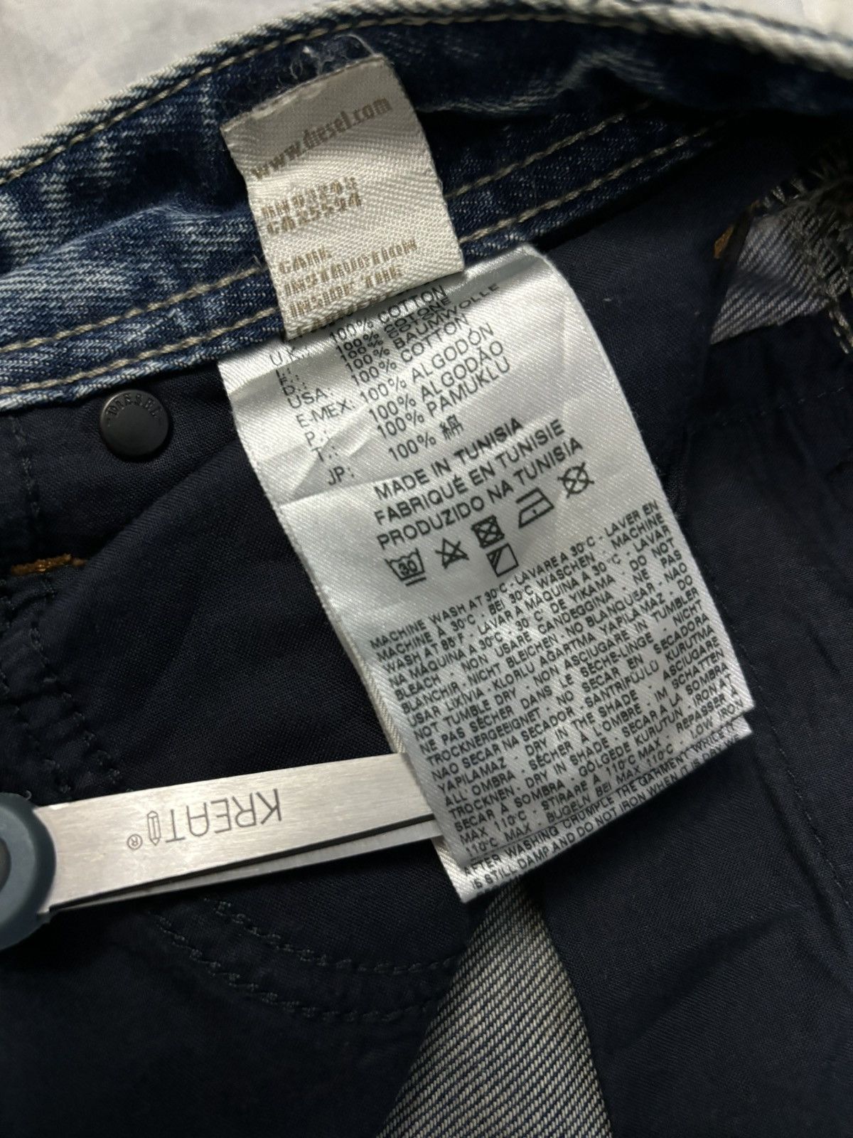 Diesel Diesel Industry Acid Wash Patched Distressed Curved Jeans Size US 31 - 22 Thumbnail