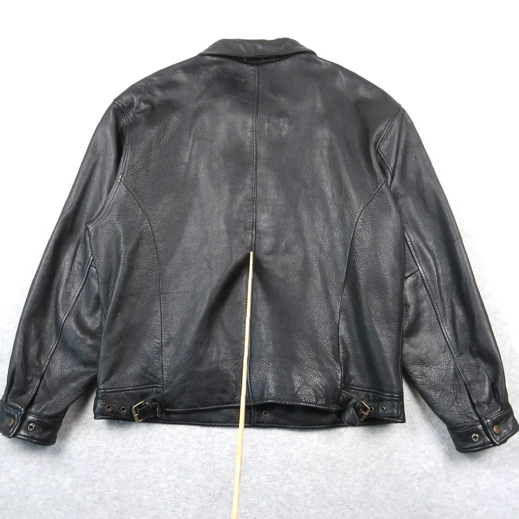 Roundtree & Yorke Roundtree & Yorke Black Leather Full Zip Bomber Jacket Men's L Large Heavyweight Size US L / EU 52-54 / 3 - 2 Thumbnail