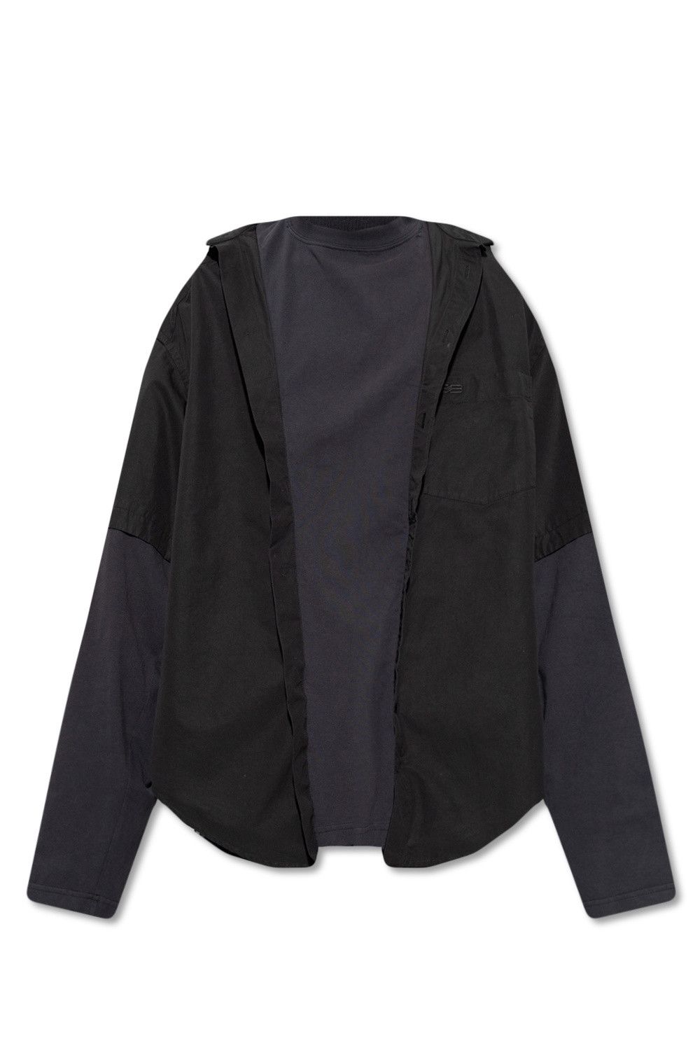 Balenciaga o1mt1gz1024 BB Icon Trompe L'Œil Shirt in Black Size US L / EU 52-54 / 3 - 1 Thumbnail
