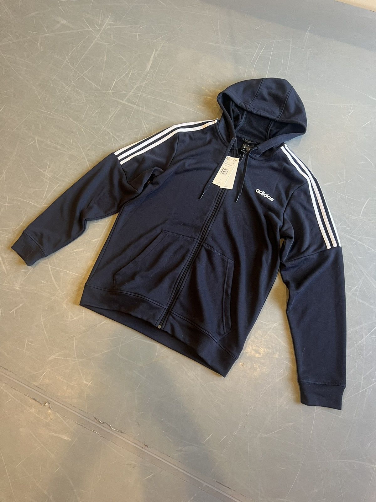 Adidas Adidas Navy French Terry Zip-Up Hoodie Size US L / EU 52-54 / 3 - 1 Thumbnail