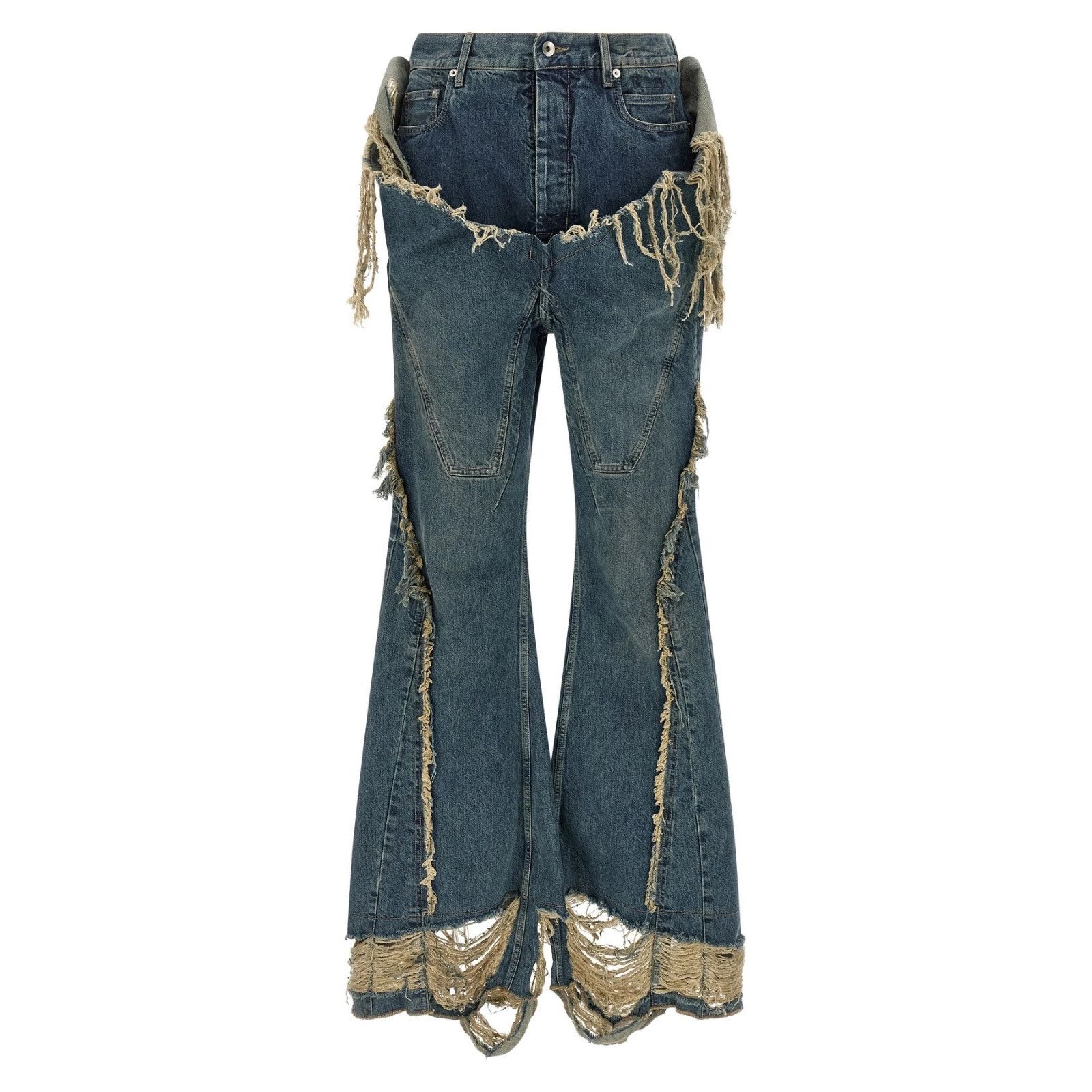 RICK OWENS DRKSHDW Silvered Bootcut Blue Denim Jeans New & A