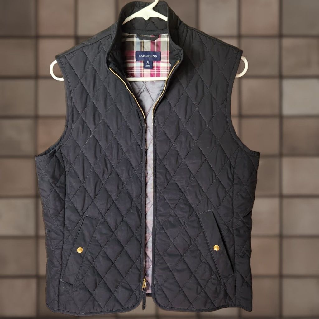 Lands' End Lands' End Womens Black Diamond Quilted Zip Up Vest S Regular Size S / US 4 / IT 40 - 1 Thumbnail
