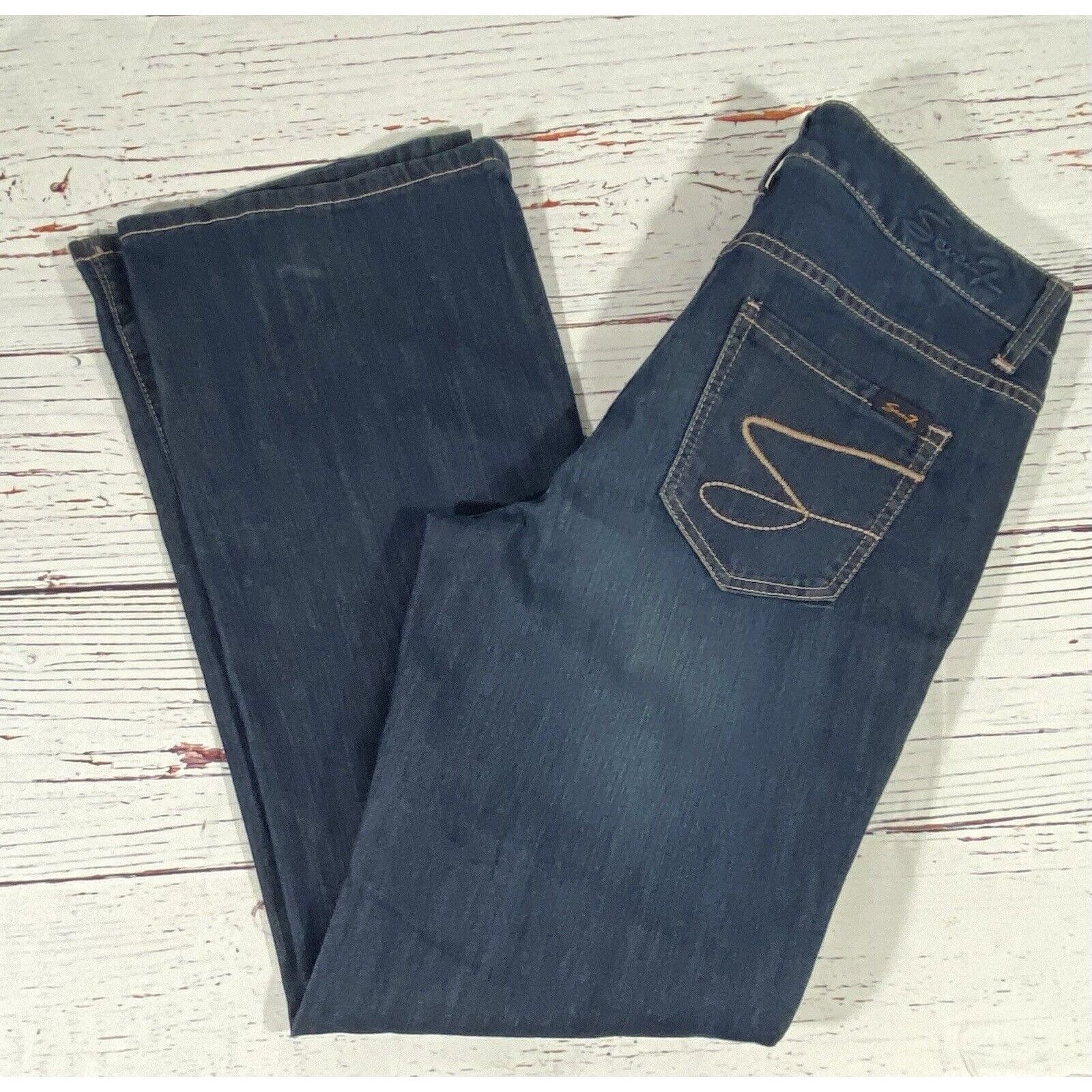 Seven 7 Seven 7 Womens Jeans Size 10 Wide Leg Dark Wash Blue Cottom Size 32" / US 10 / IT 46 - 3 Thumbnail