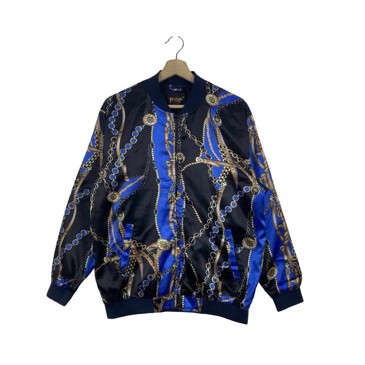 Vintage Vintage POP ENGLAND Chain Baroque Print Satin Bomber Jacket Size US L / EU 52-54 / 3 - 3 Thumbnail