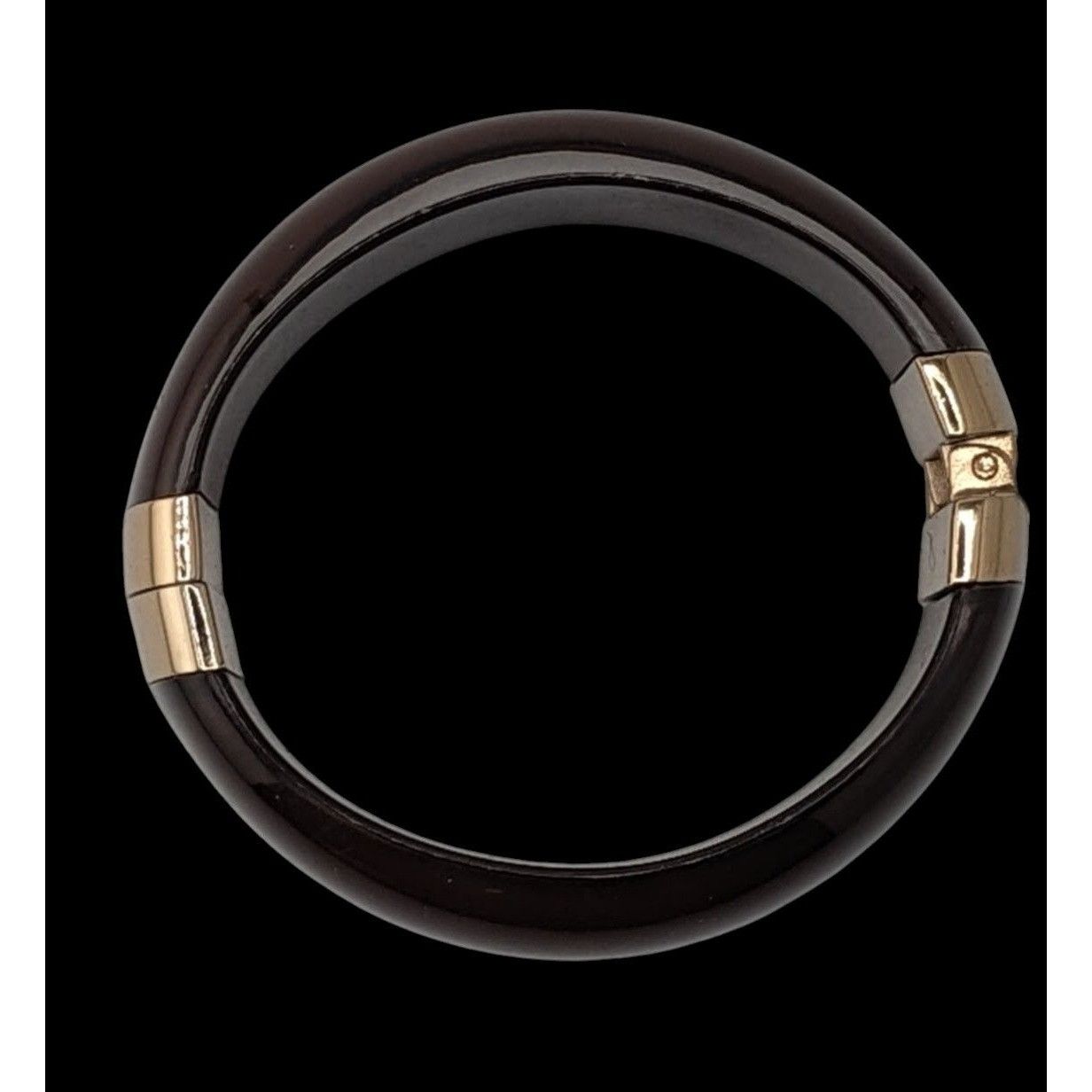 Other Hinged Brown Resin Bangle Bracelet With Gold-Tone Accents Size ONE SIZE - 3 Thumbnail