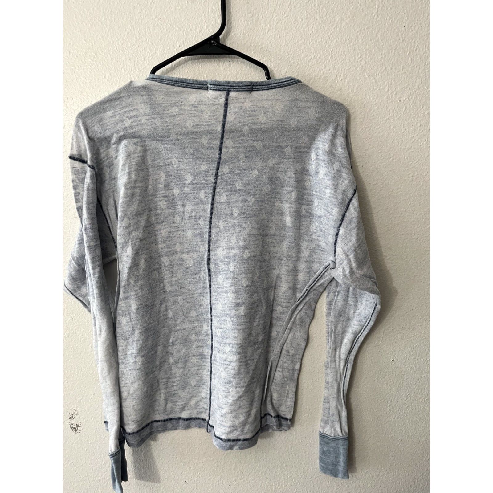 Vintage We The Free Shirt Womens XS Blue Blouse Long Sleeve Knit Cotton Blend Size XS / US 0-2 / IT 36-38 - 2 Thumbnail