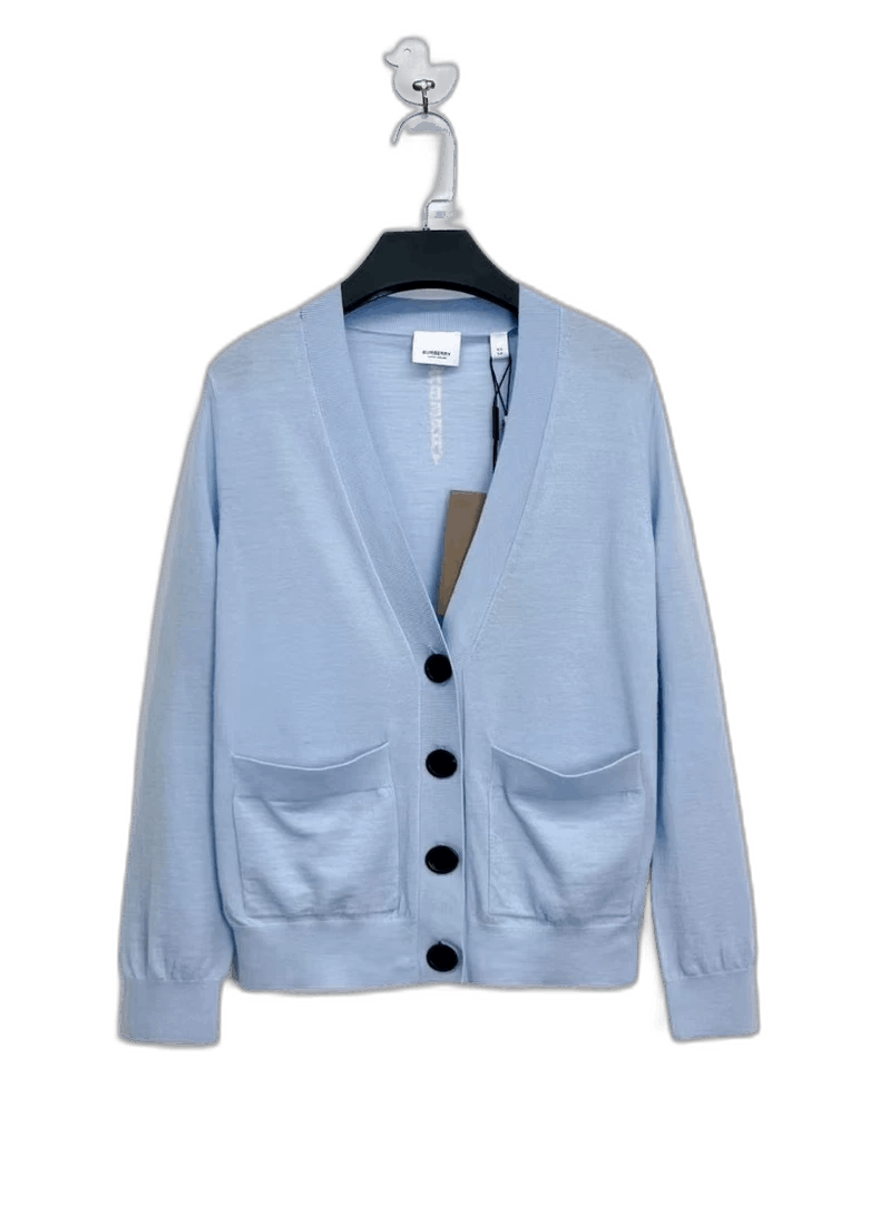 Burberry Light Blue Logo Cardigan-yf