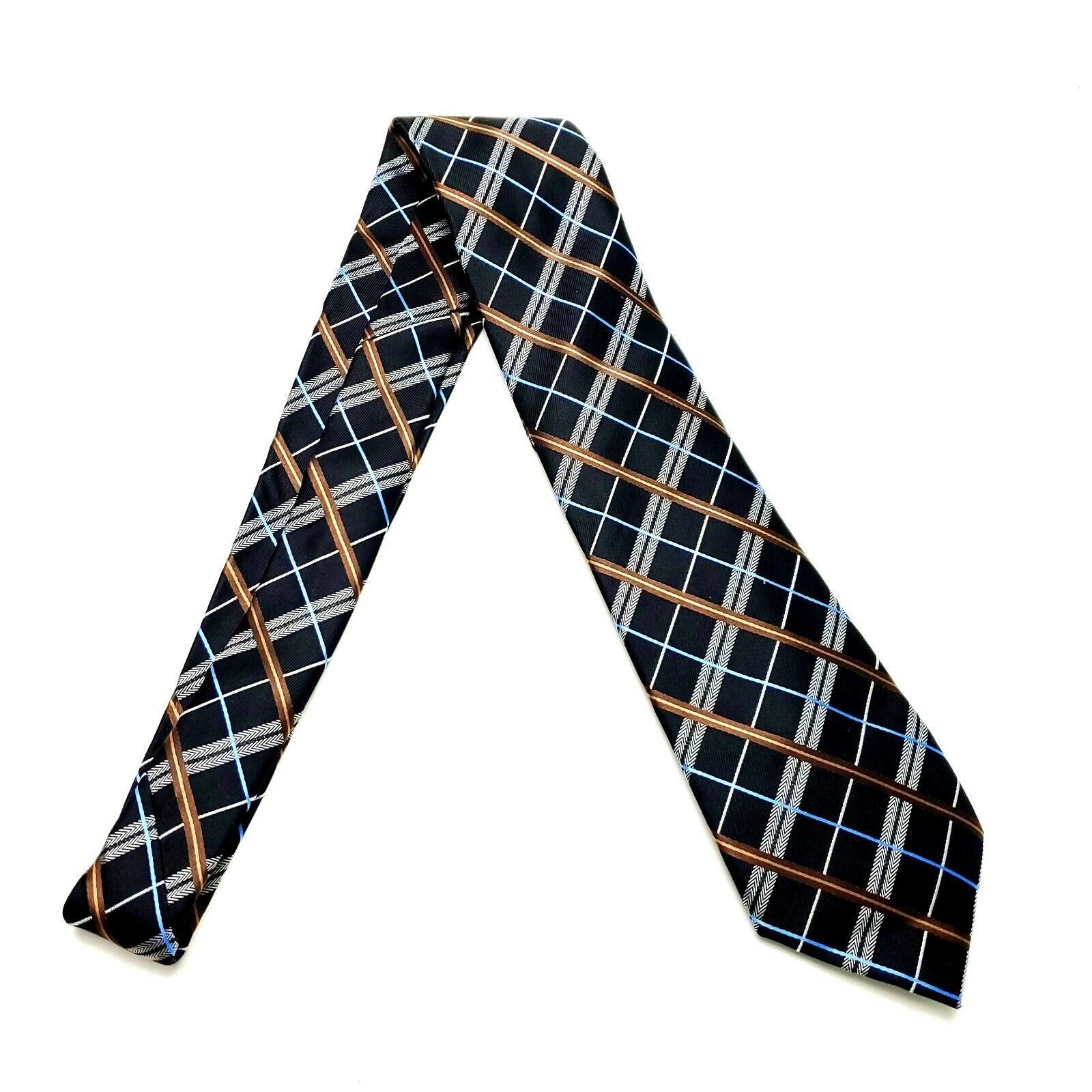 Nautica Nautica Silk Tie Woven Black Plaid Short Size ONE SIZE - 6 Thumbnail