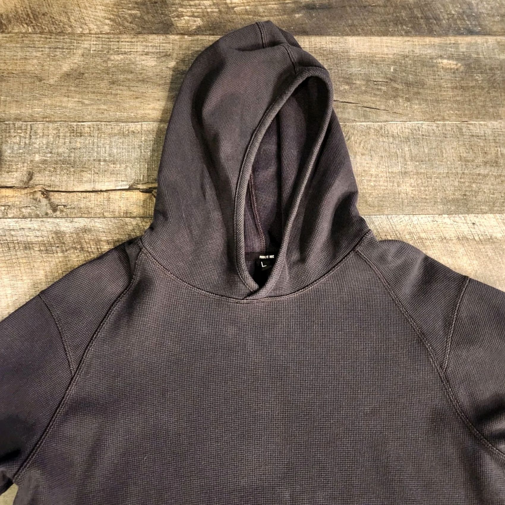 Vintage Public Rec Hoodie Mens Large Black Politan Performance Waffle Knit Solid Long Sleeve Pullover Athletic Logo Pocket Zip Size US L / EU 52-54 / 3 - 5 Thumbnail