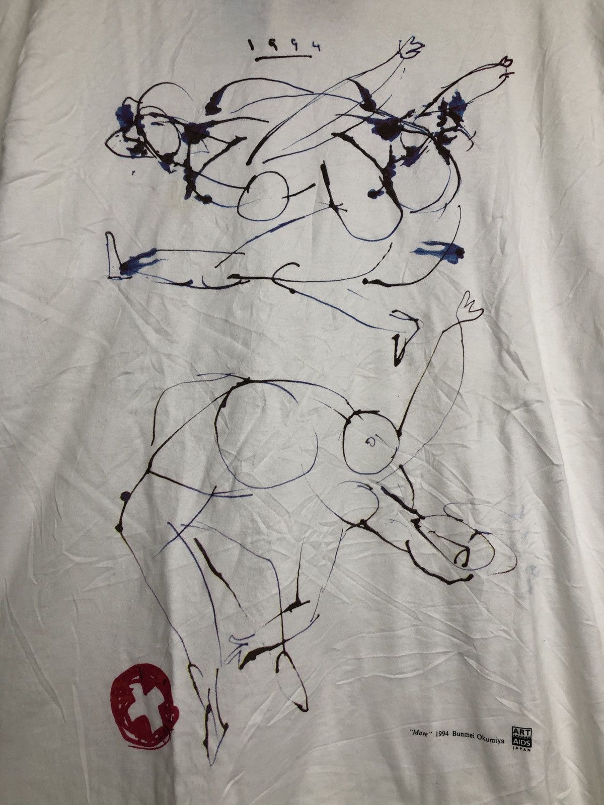 Vintage Vintage Art Against Aids Japan 1994 Bunmei Okumiya T-Shirt Size US L / EU 52-54 / 3 - 2 Thumbnail