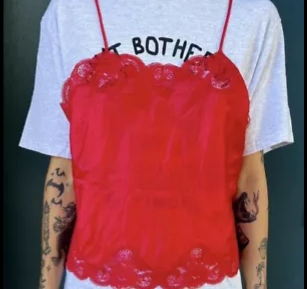 Christian Dior Monsieur × Dior × Vintage Vintage Christian Dior Silk Red Lace Négligée Camisole Sz L Size L / US 10 / IT 46 - 3 Thumbnail