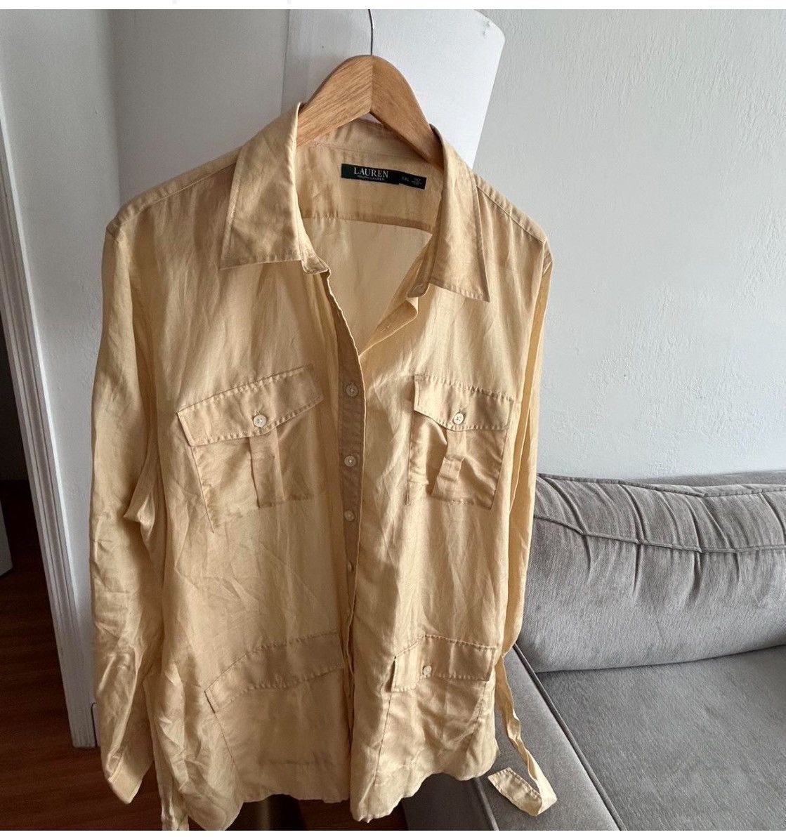 Lauren Ralph Lauren Lauren Ralph Cotton Silk Beige XXL Shirt Size XXL / US 16-18 / IT 52-54 - 1 Thumbnail