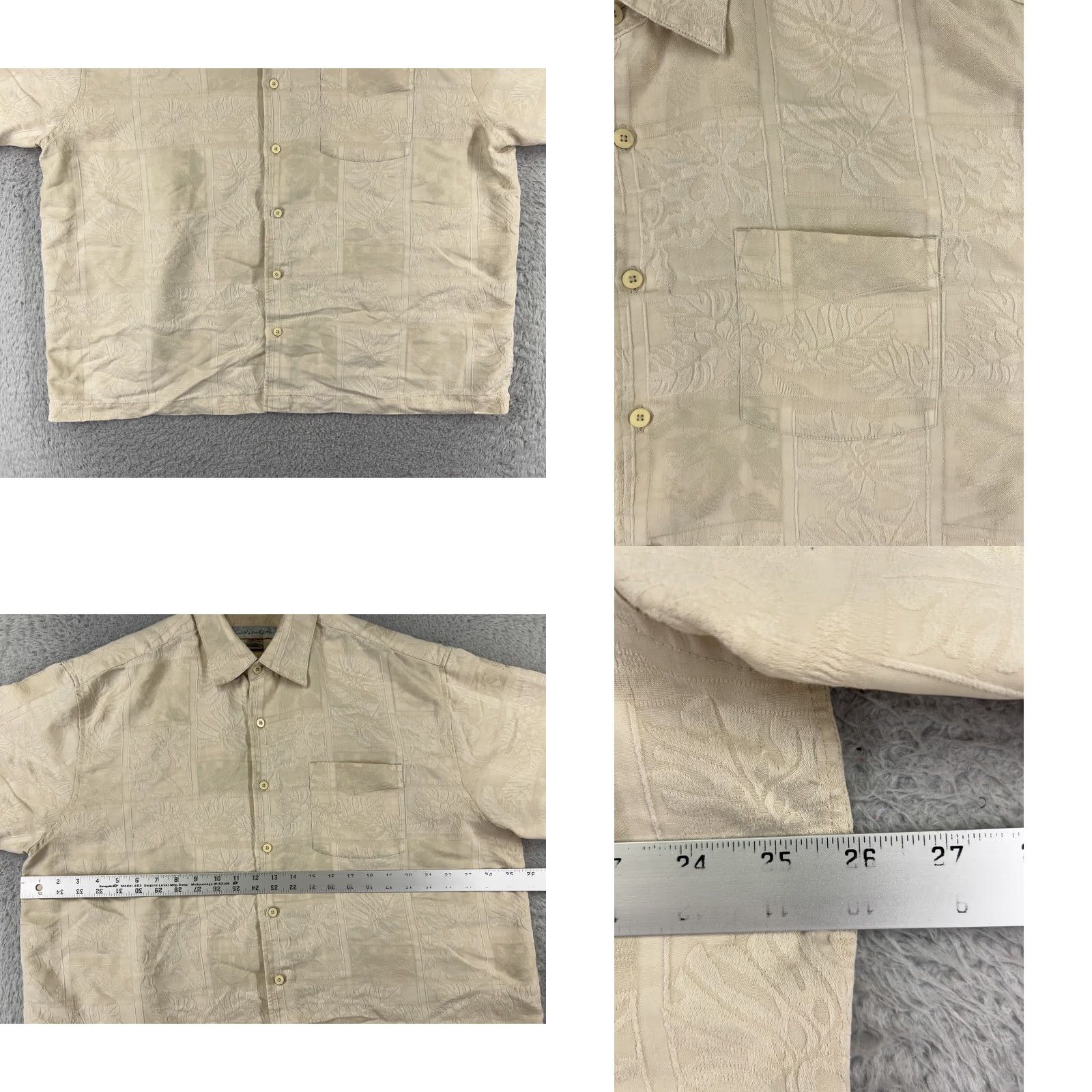 Quiksilver Quiksilver Shirt Mens XL Beige Floral Tile Button Up Rayon - Hawaiian, Floral, Short Sleeve, Button-Up, Regular Fit, Men Size US XL / EU 56 / 4 - 8 Thumbnail