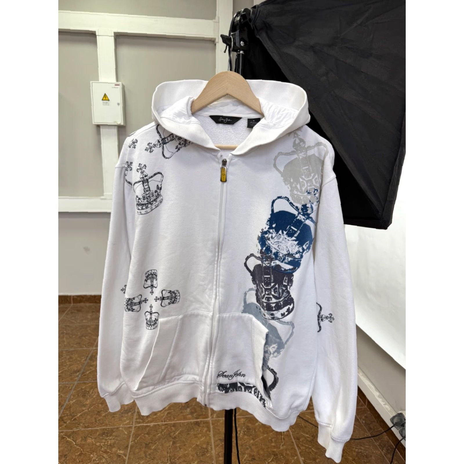 Sean John Vintage Sean John Crown Zip Hoodie Mens M White Retro Rare Y2K Crown Rap Hype Hoodie Size US M / EU 48-50 / 2 - 2 Thumbnail