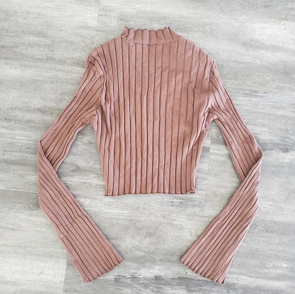 Shein Chocolate Cropped SHEIN Ribbed Long Sleeve Size S / US 4 / IT 40 - 2 Thumbnail