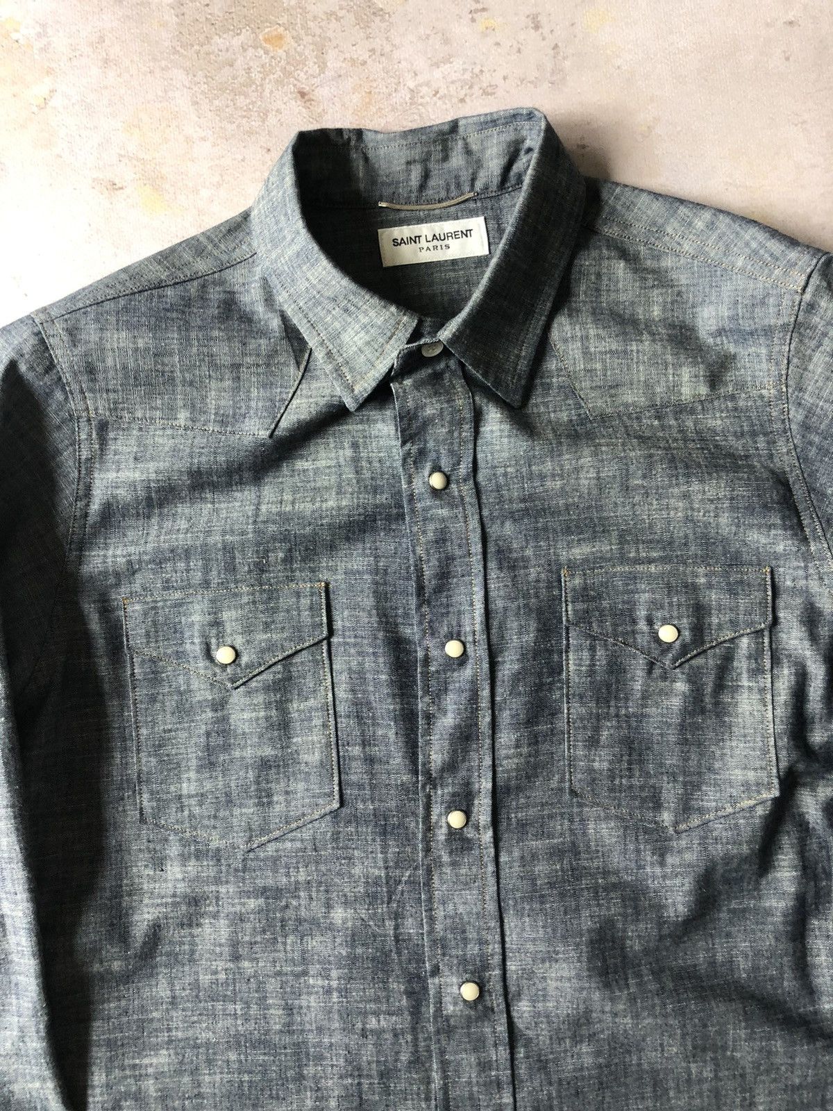 Hedi Slimane Saint Laurent Paris chambray western shirt SAMPLE Size US M / EU 48-50 / 2 - 4 Thumbnail