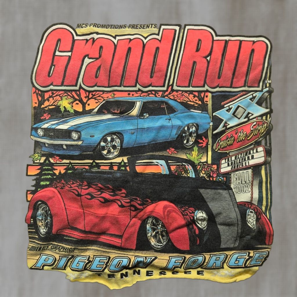 Vintage VINTAGE Grand Run Pigeon Forge TN Car Auto Crop Yellow Tee T-Shirt Adult Women's 2XL XXL Shirt Womens 2XL Yellow Cars Flower Cropped Size XXL / US 16-18 / IT 52-54 - 1 Thumbnail