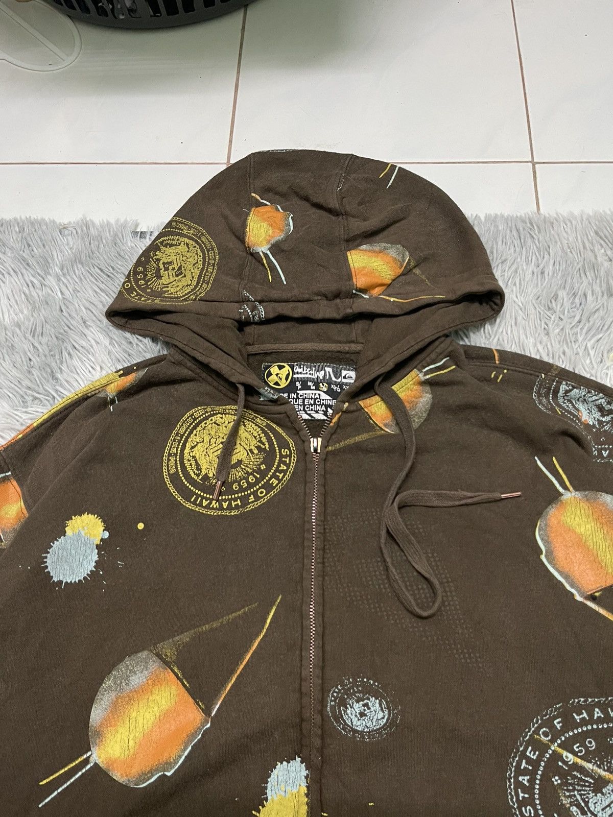Quiksilver 2000s QUICKSILVER HAWAII ALL OVERPRINT HOODIE ZIPPER Size US L / EU 52-54 / 3 - 10 Thumbnail