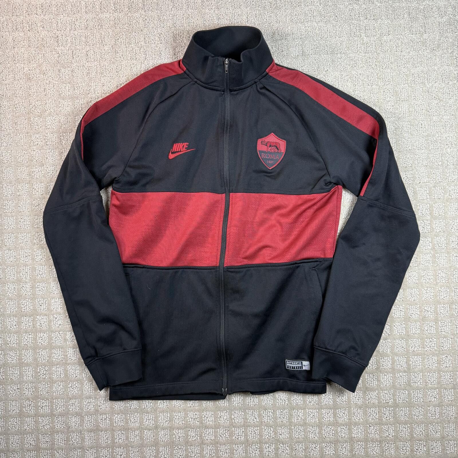Nike Nike AS Roma Track Jacket Black Red Kids Large Size ONE SIZE - 1 Thumbnail