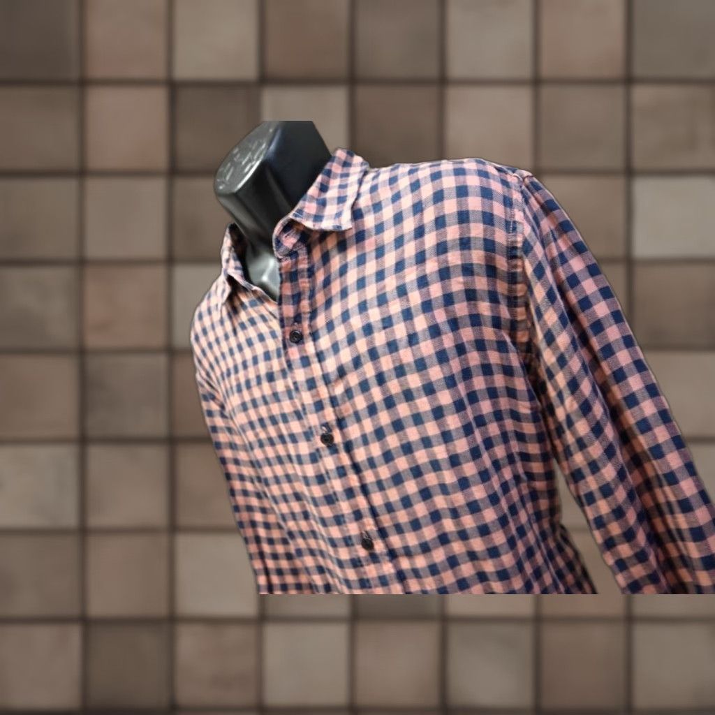 VINTAGE ORVIS Active Fit Button Up Shirt Linen Tencel Plaid Long Sleeve  Mens Sz Medium