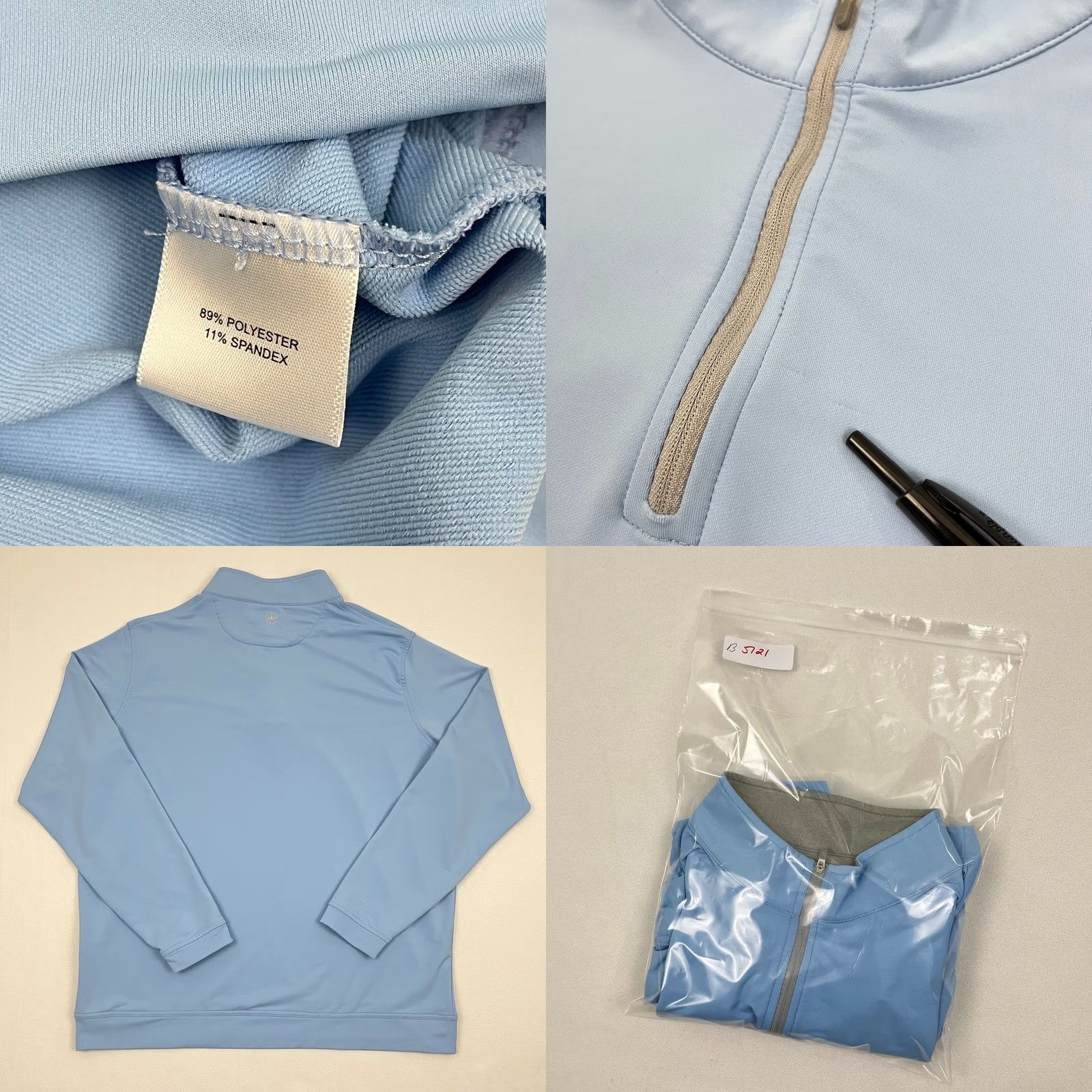 Peter Millar Peter Millar Perth Pullover Mens 2XL Light Blue Golf Quarter Zip Sleeved Regular Fit Shirt Size US XXL / EU 58 / 5 - 8 Thumbnail