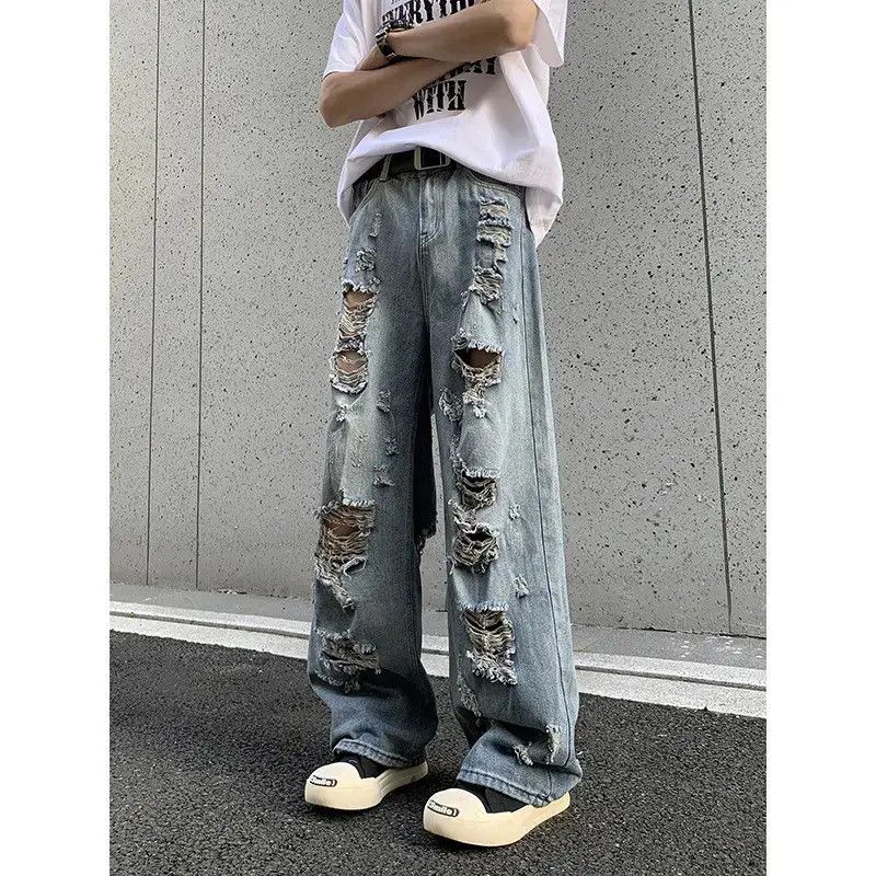 Japanese Brand Retro hip-hop wide leg ripped jeans Size US 32 / EU 48 - 2 Thumbnail