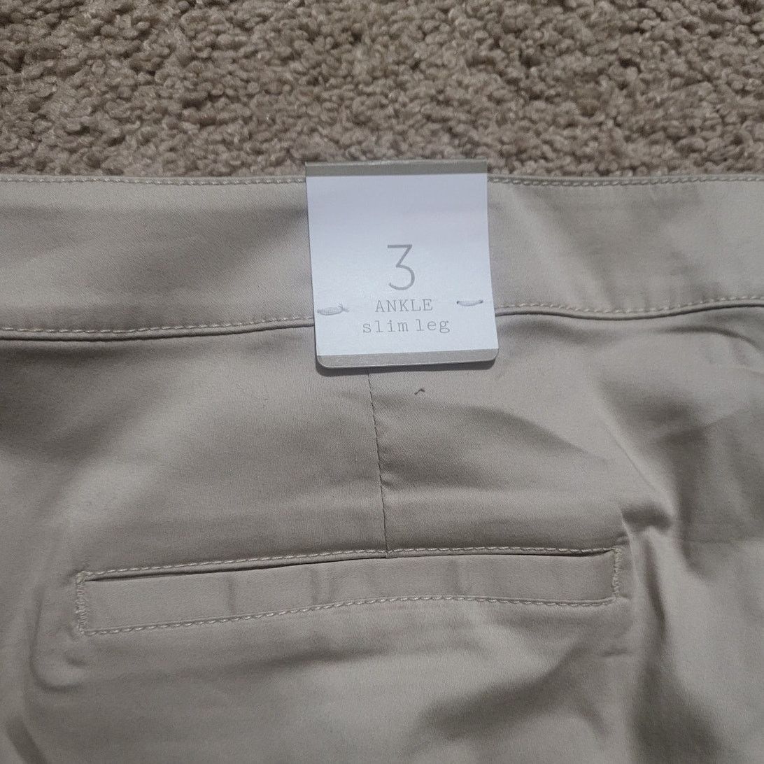 Chicos Chico's Khaki Breezy Sateen Ankle Slim Pants 3 (XL/16) NEW Size 38" / US 16 / IT 52 - 5 Thumbnail