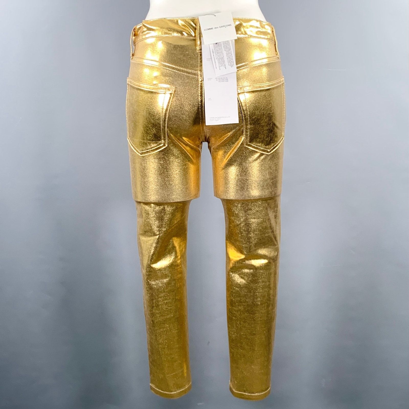 Junya Watanabe Size XS Gold Nylon Blend Metallic Zip Fly Casual Pants Size 28" / US 6 / IT 42 - 2 Thumbnail