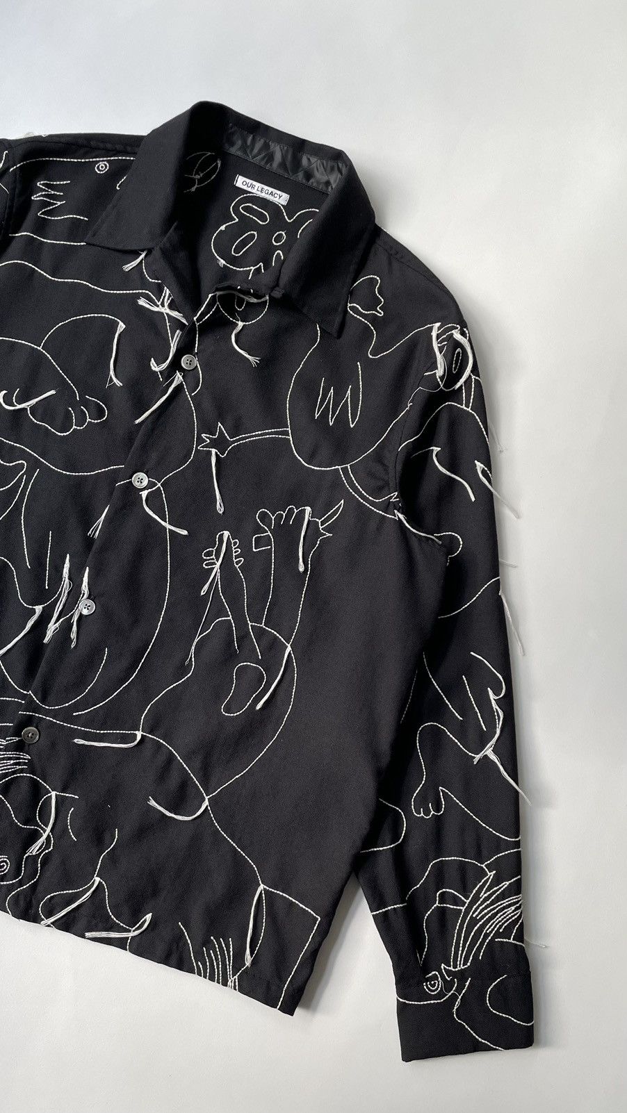 Our Legacy Black Wool Embroidered ‘Heusen’ Shirt Size US M / EU 48-50 / 2 - 6 Thumbnail