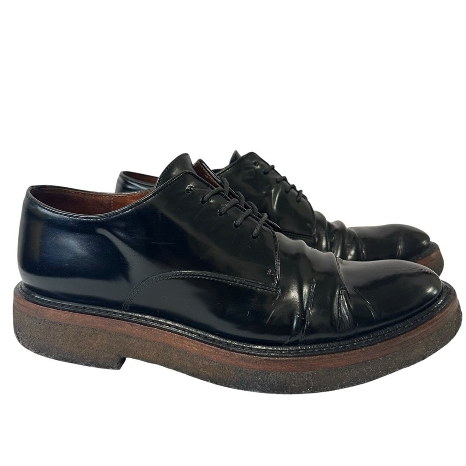 Black 90s style Patent Leather Oxford Shoes size EU 37.5