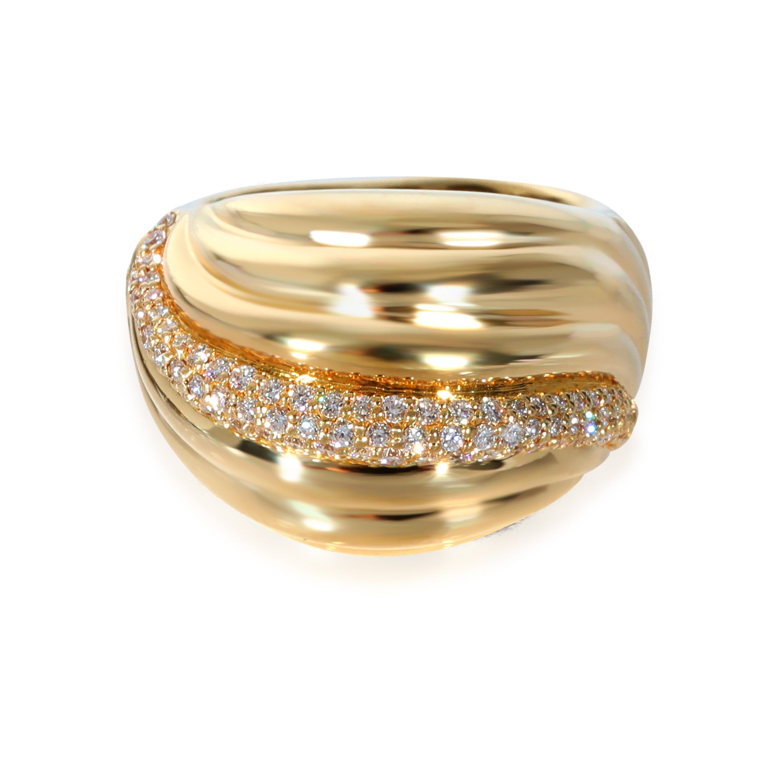 image of David Yurman Sculpted Cable Dome Ring In 18K Yellow Gold 0.49 Ctw, Women's