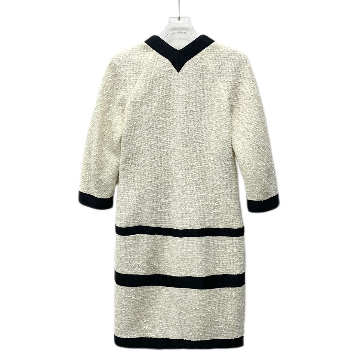Chanel Chanel Beige Bow V-neck Long Sleeve Tweed Dress K26WX Size XS / US 0-2 / IT 36-38 - 2 Thumbnail